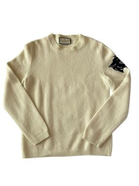 Gucci Raja Tiger Wool Sweater Ivory Crewneck Made in Italy